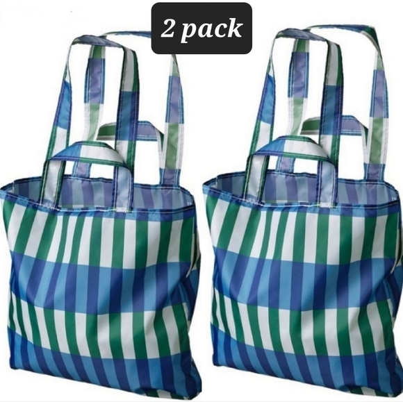 Ikea 2 Pack Skynke shopping tote bag green and blue Bundle - Picture 1 of 7